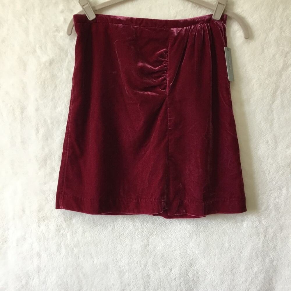 Anthropologie Raspberry Montie Velvet Mini Skirt - Picture 1 of 9